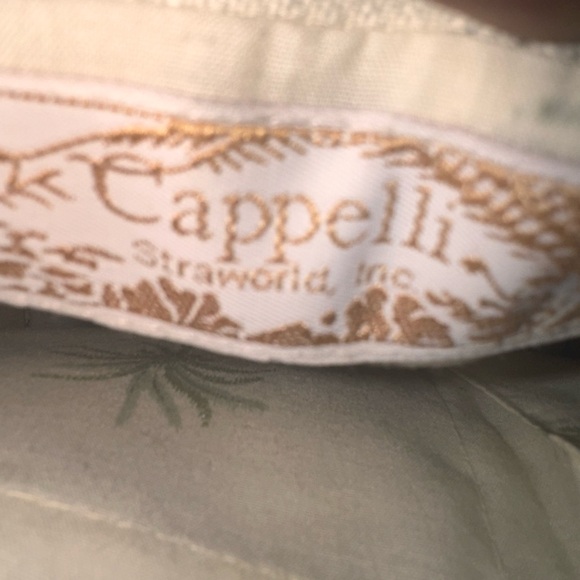 Vintage Woven Straw Tote with Brown Handles and Palm Tree Embroidery - Picture 2 of 8